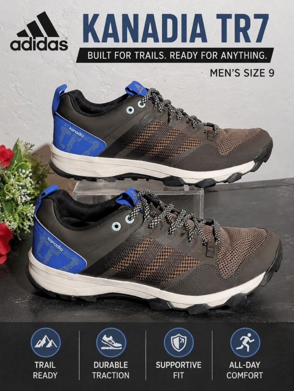 ADIDAS Kanadia TR7  Brown Sneaker Men's 9